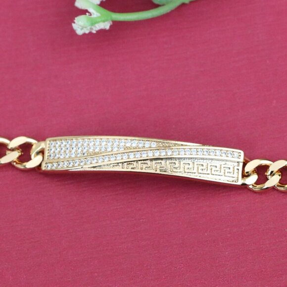"Rose Gold Plated Chain Bracelet with Sparkling Bar Accent, XPBL0917 - Picture 1 of 11